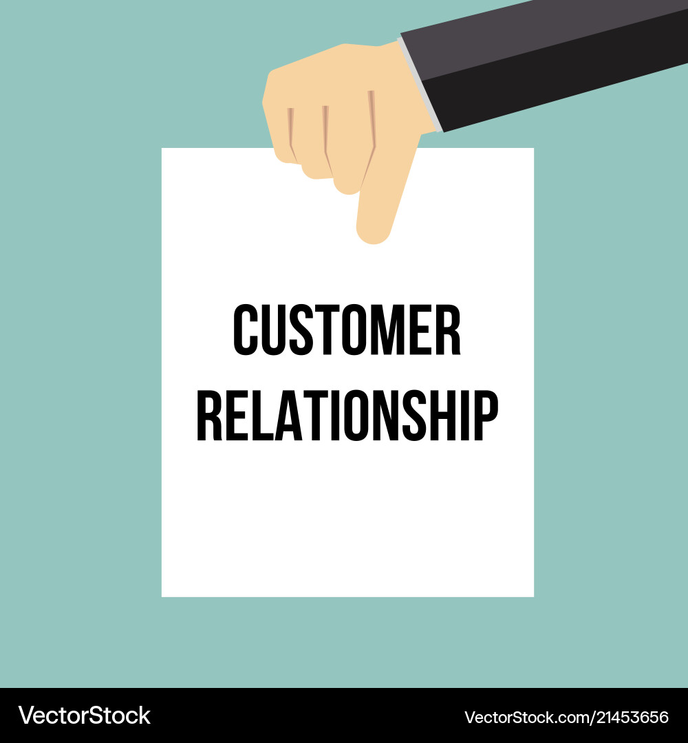 Man showing paper customer relationship text Man showing paper customer relationship text vector image