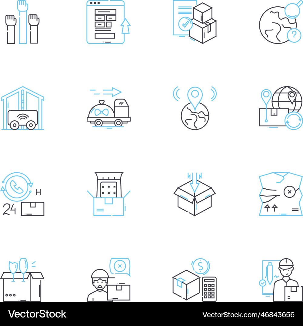 Quick delivery linear icons set swift prompt vector image