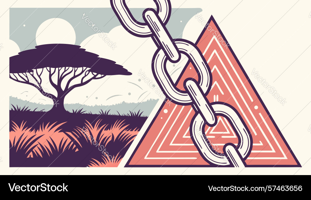 Robust chain holds an abstract warning triangle vector image