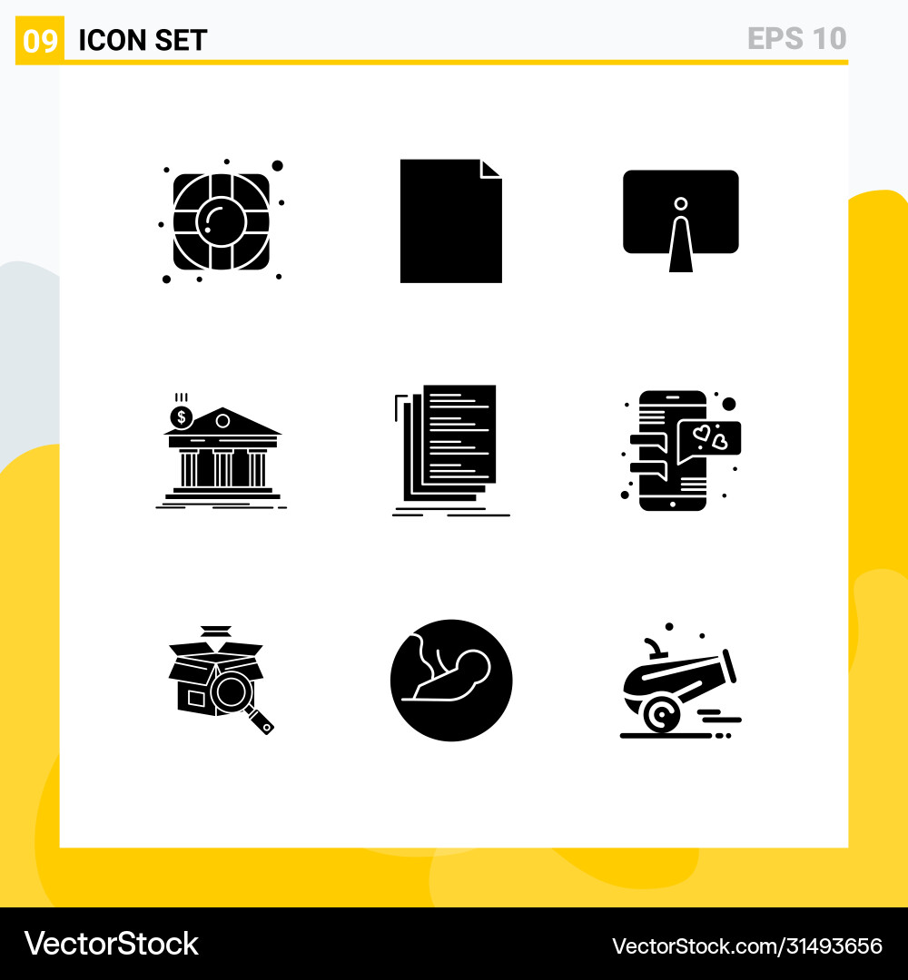 Set 9 modern ui icons symbols signs for coding vector image
