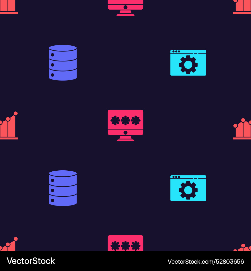 Set browser setting server data web hosting Set browser setting server data web hosting vector image