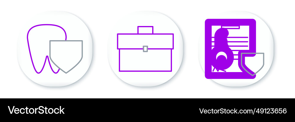 Set line document with key shield tooth Set line document with key shield tooth Vector Image