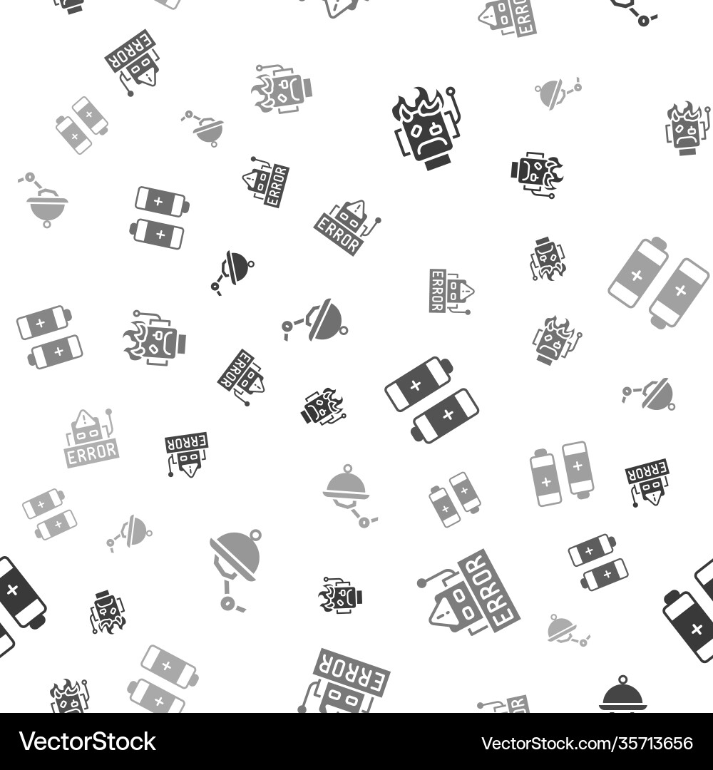Set robot burned out error in battery Set robot burned out error in battery vector image
