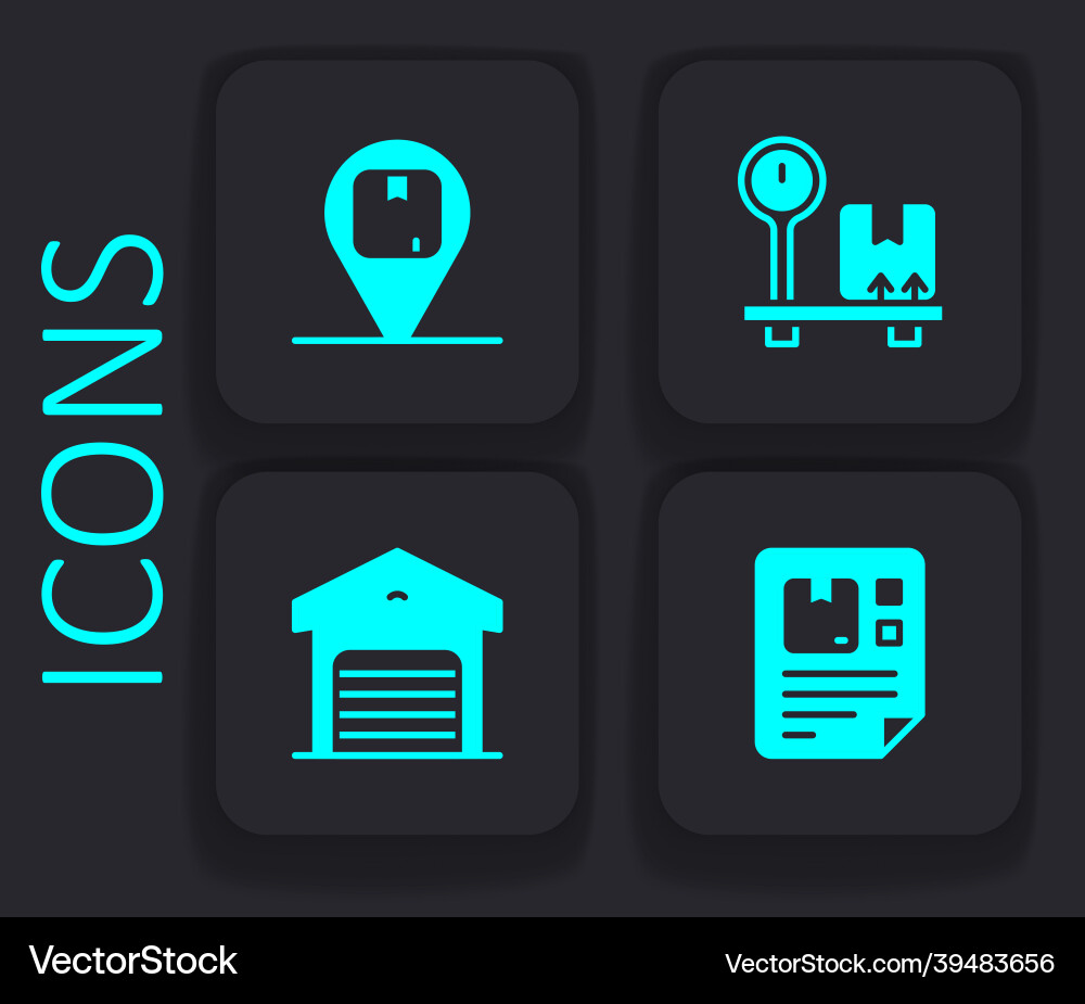 Set waybill location with cardboard box scale Set waybill location with cardboard box scale vector image