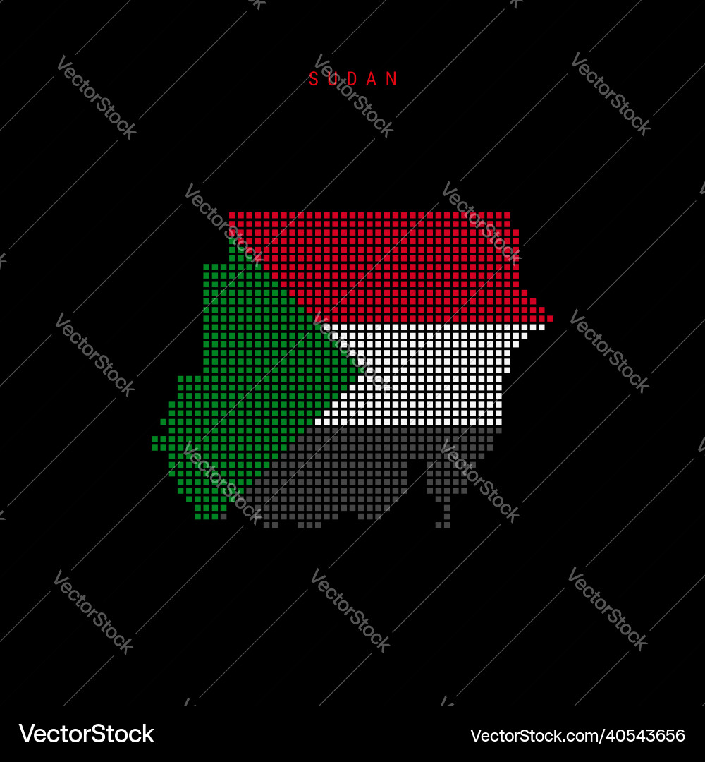 Square dots pattern map of sudan sudanese dotted vector image