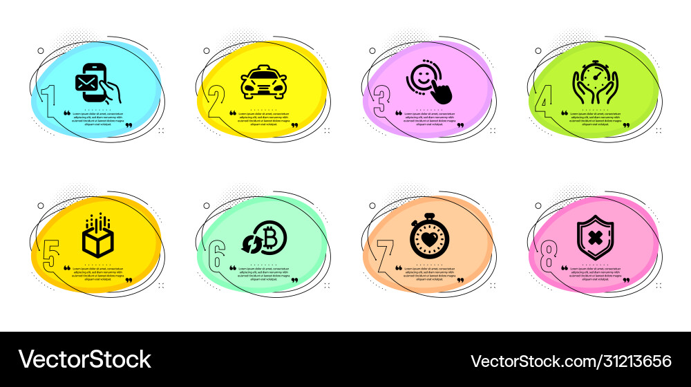 Timer taxi and augmented reality icons set Timer taxi and augmented reality icons set vector image