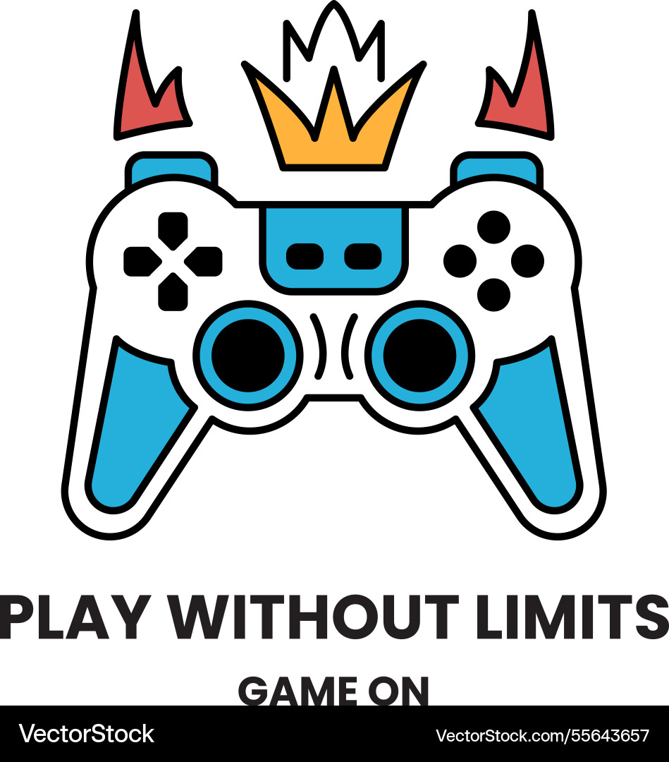 A game controller with fire symbol A game controller with fire symbol vector image