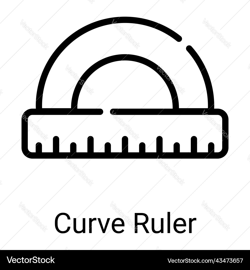 Curve ruler line icon isolated on white background Vector Image