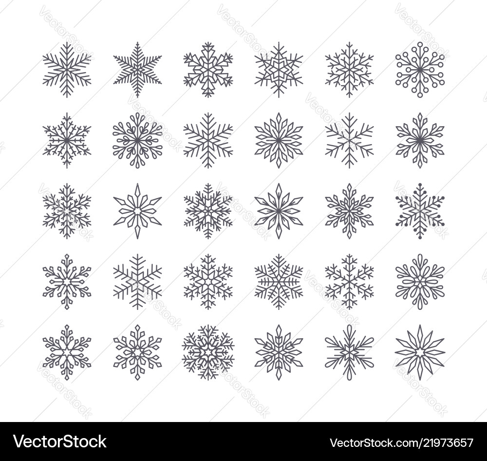 Cute snowflakes collection isolated on white Cute snowflakes collection isolated on white vector image