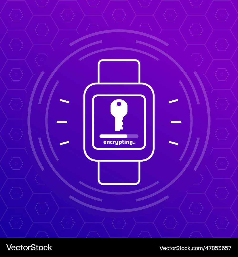 Encryption of personal data in smart watch icon Encryption of personal data in smart watch icon vector image
