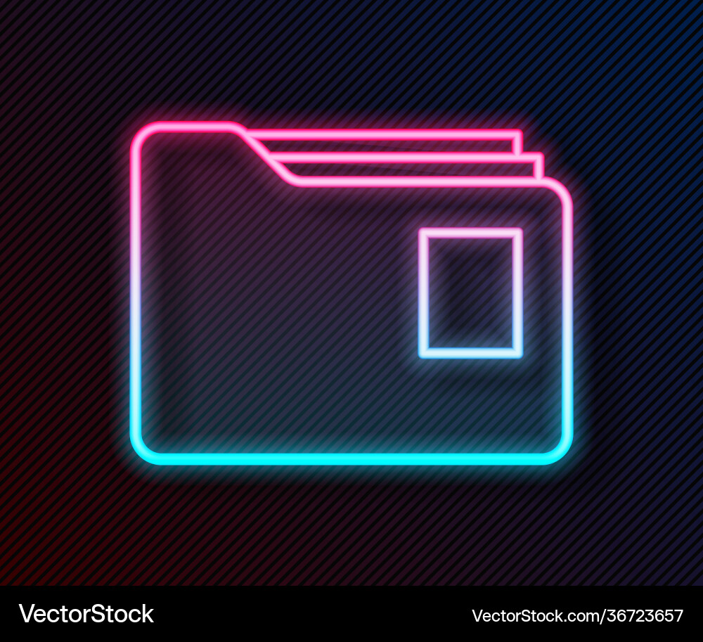 Glowing neon line document folder icon isolated Glowing neon line document folder icon isolated vector image