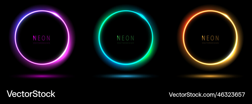 Gradient neon circle frame collection of round Gradient neon circle frame collection of round Vector Image
