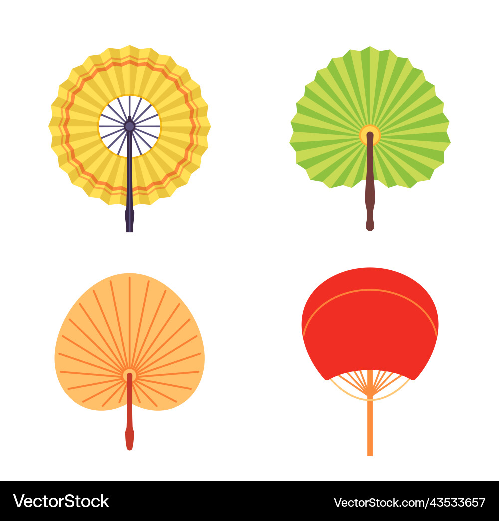 Handheld fan colorful paper traditional Handheld fan colorful paper traditional vector image