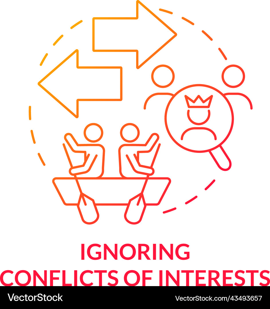 Ignoring conflicts of interests red gradient Vector Image