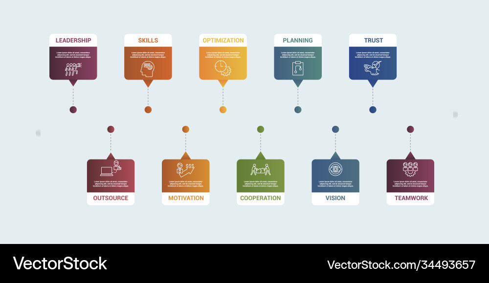 Infographic teamwork template icons in different Infographic teamwork template icons in different vector image