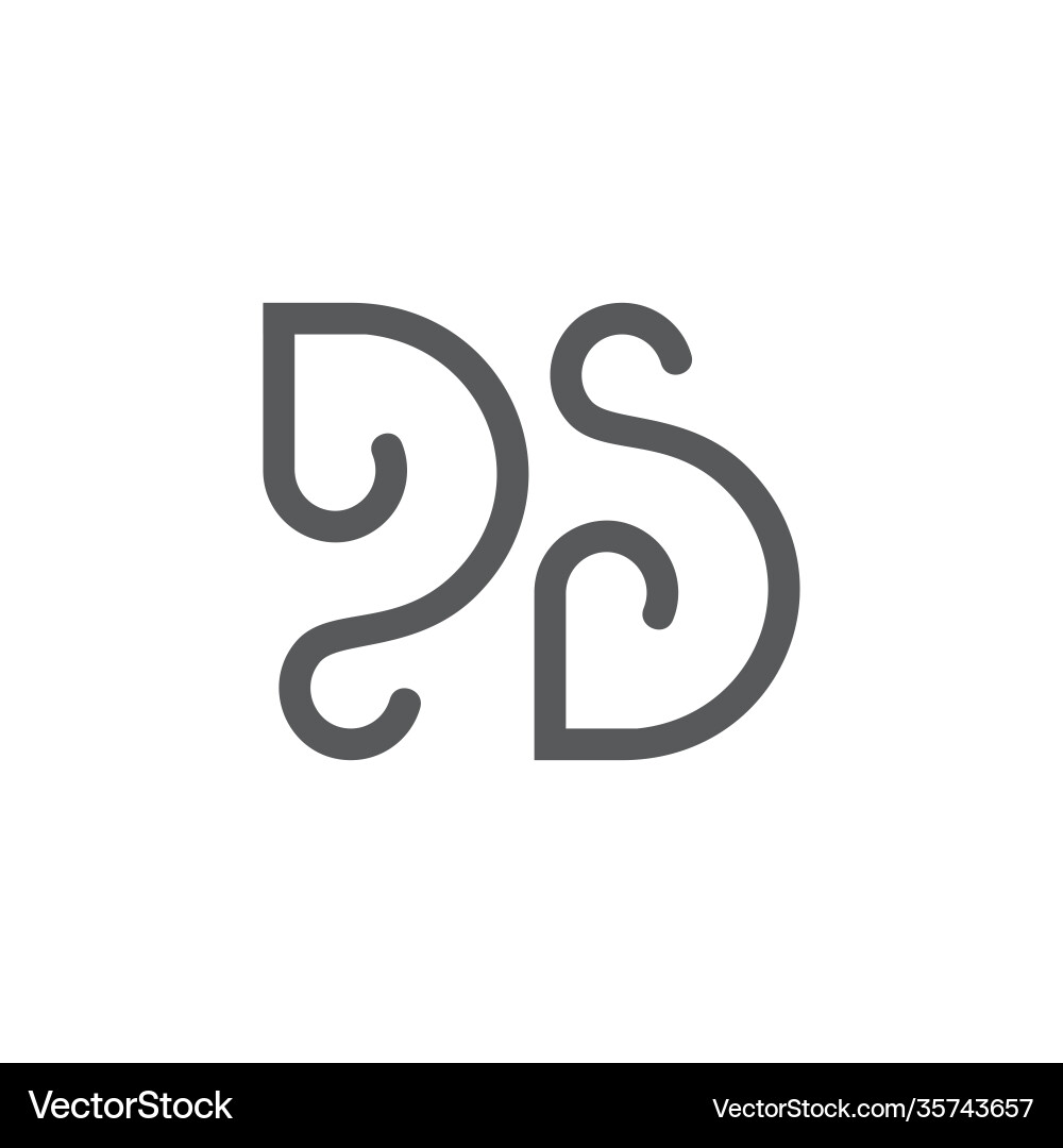 Letters ds simple curves line loop design logo Letters ds simple curves line loop design logo Vector Image