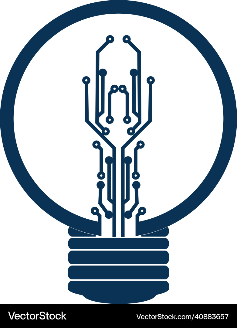 Light bulb idea icon with circuit board inside vector image