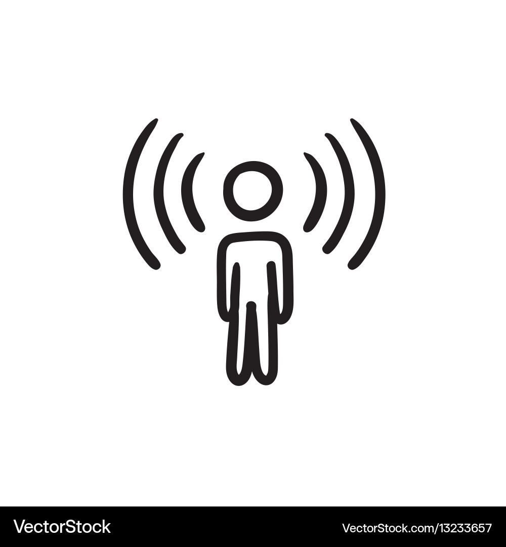 Man with soundwaves sketch icon vector image