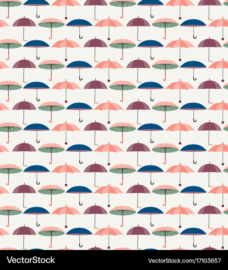 Pattern with a set of textured flat umbrellas vector image