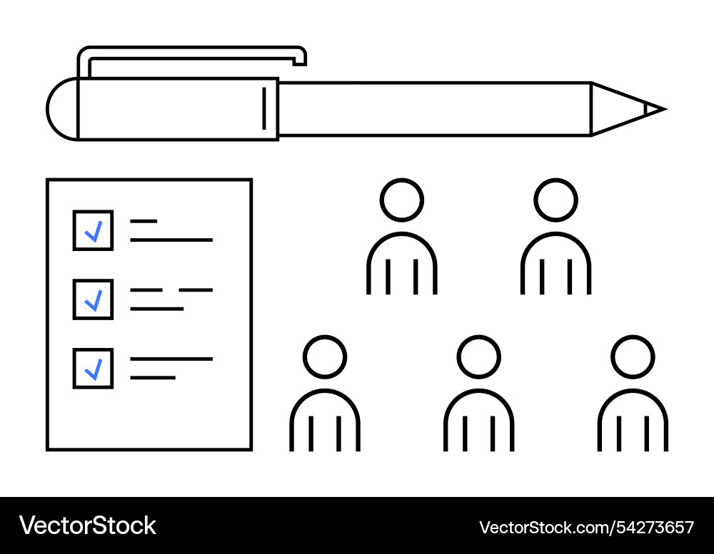 Pen checklist with checkmarks and five Pen checklist with checkmarks and five vector image