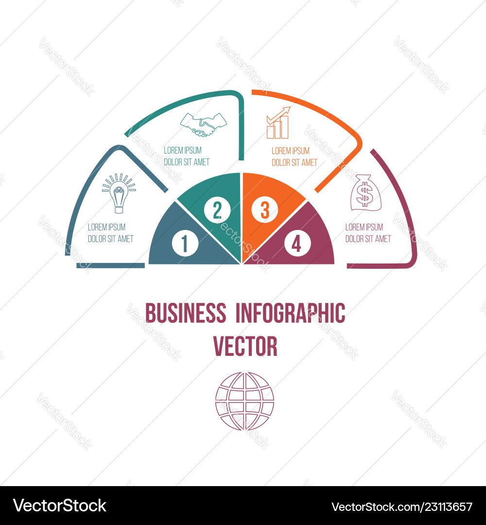 Pie chart infographic colourful lines with text Pie chart infographic colourful lines with text vector image