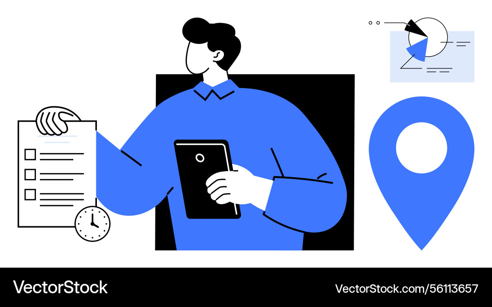 Project manager reviewing tasks with checklist Project manager reviewing tasks with checklist vector image