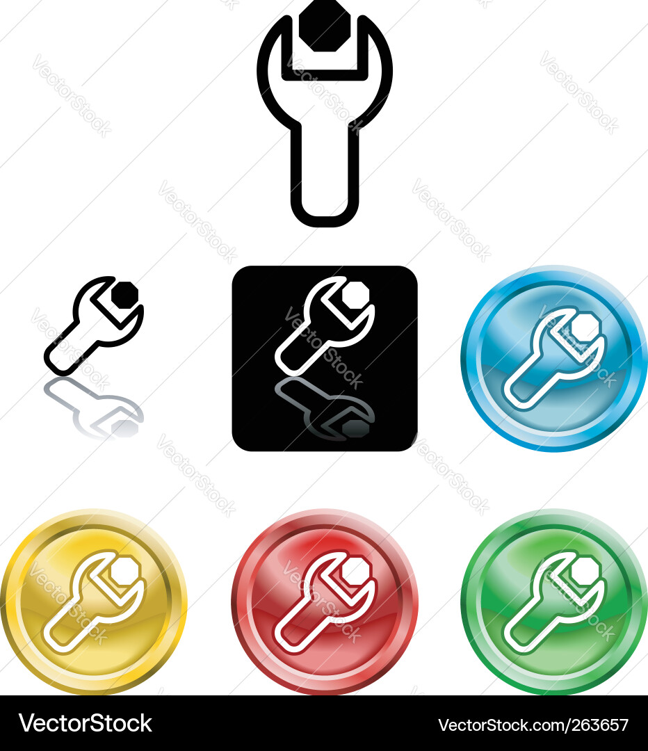 Spanner and nut icons Vector Image
