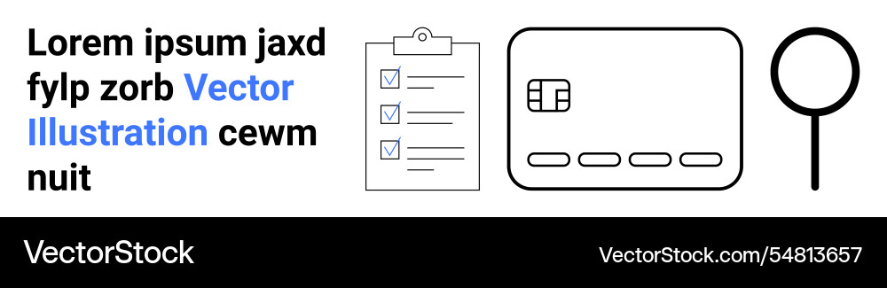Text with checklist credit card and magnifying Text with checklist credit card and magnifying vector image