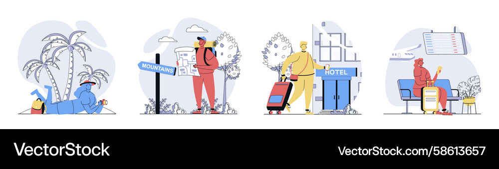 Travel & Vacation Concept Set Vector Image