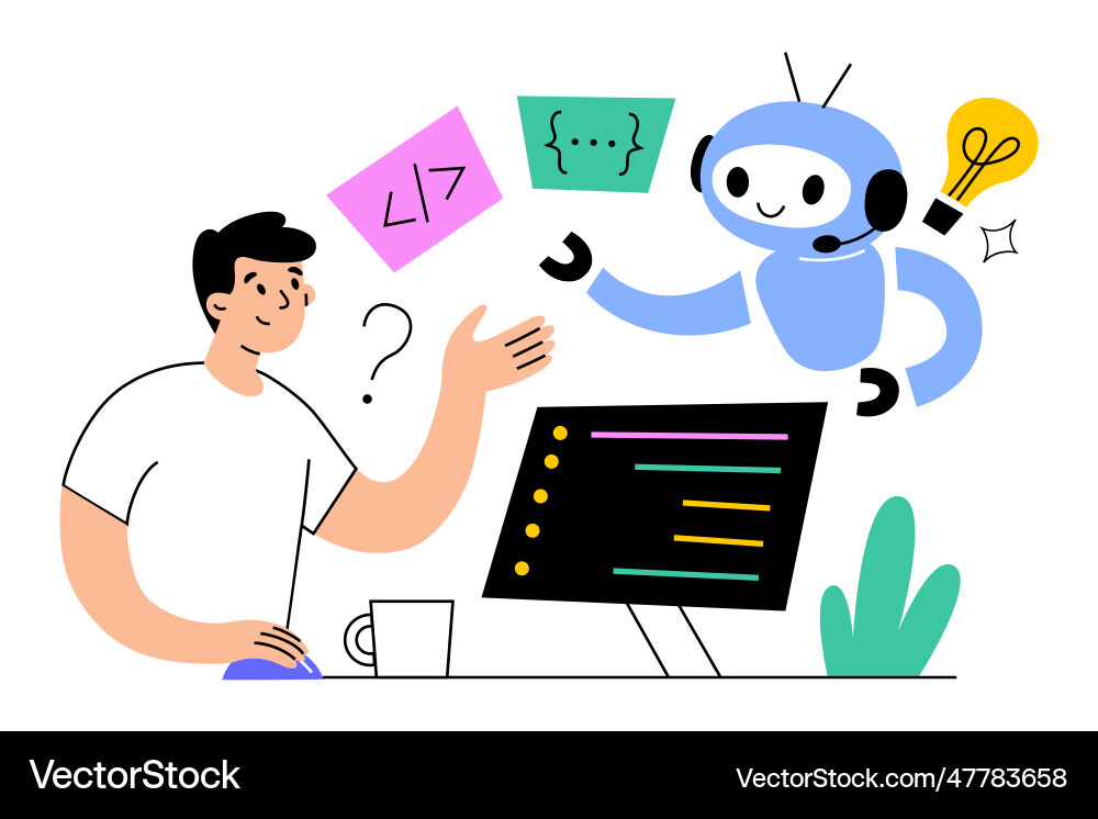 Ai writes code artificial intelligence coding Ai writes code artificial intelligence coding vector image
