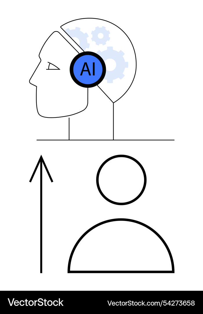Artificial intelligence enhancing human Royalty Free Vector