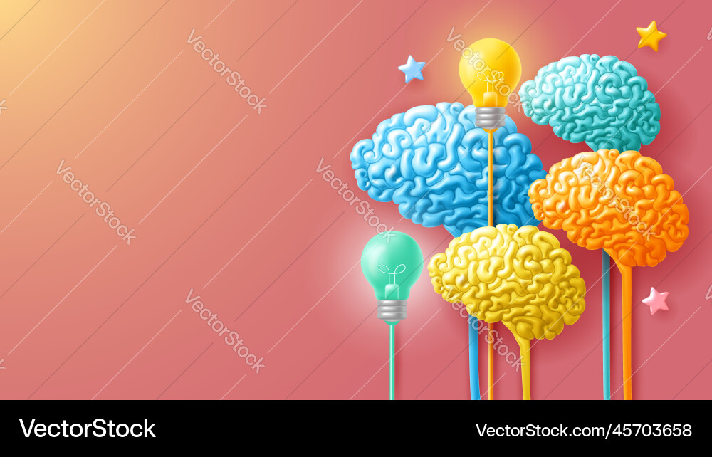 Brainstorm background with 3d brains Brainstorm background with 3d brains vector image