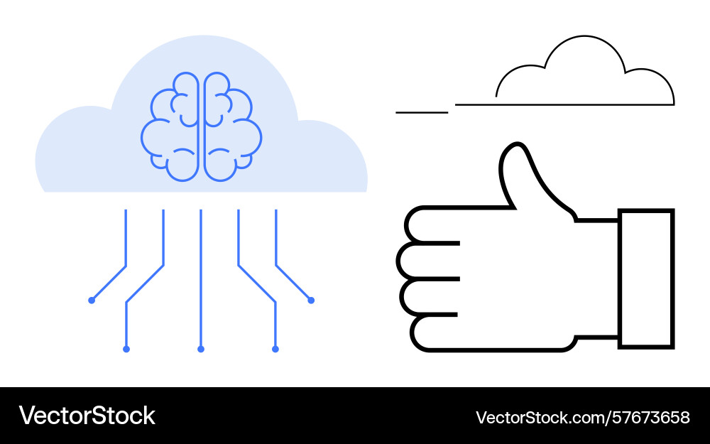 Cloud-based ai technology with neural brain Cloud-based ai technology with neural brain vector image