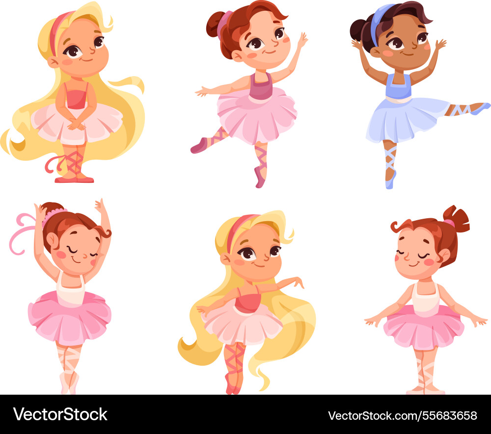 Cute girl ballerina in tutu skirt and pointe shoes Cute girl ballerina in tutu skirt and pointe shoes vector image
