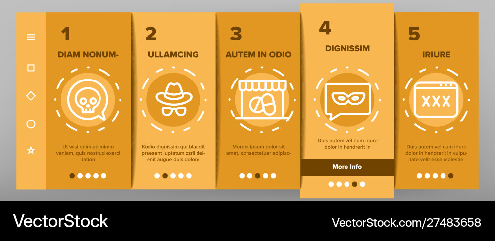 Darknet onboarding web elements icons set Darknet onboarding web elements icons set vector image