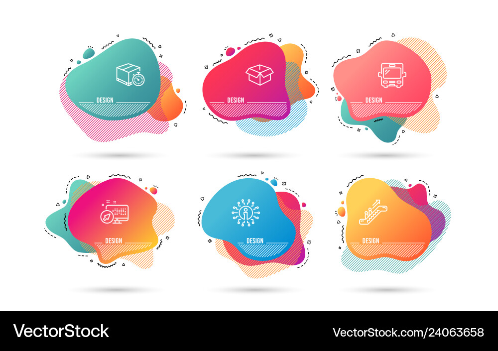 Dynamic liquid shapes set bus escalator and opened Vector Image