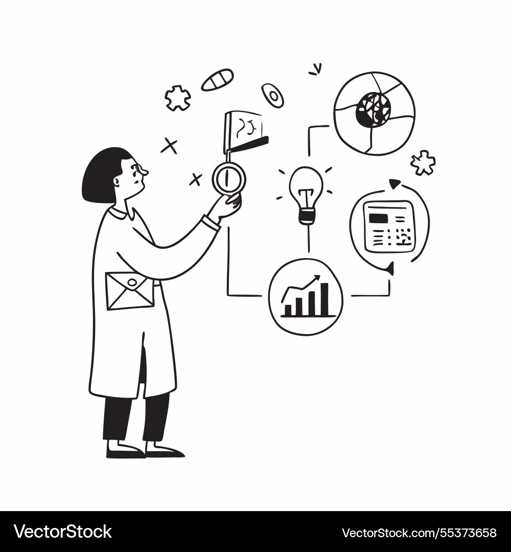 Environmental scientist with data analysis Environmental scientist with data analysis Vector Image
