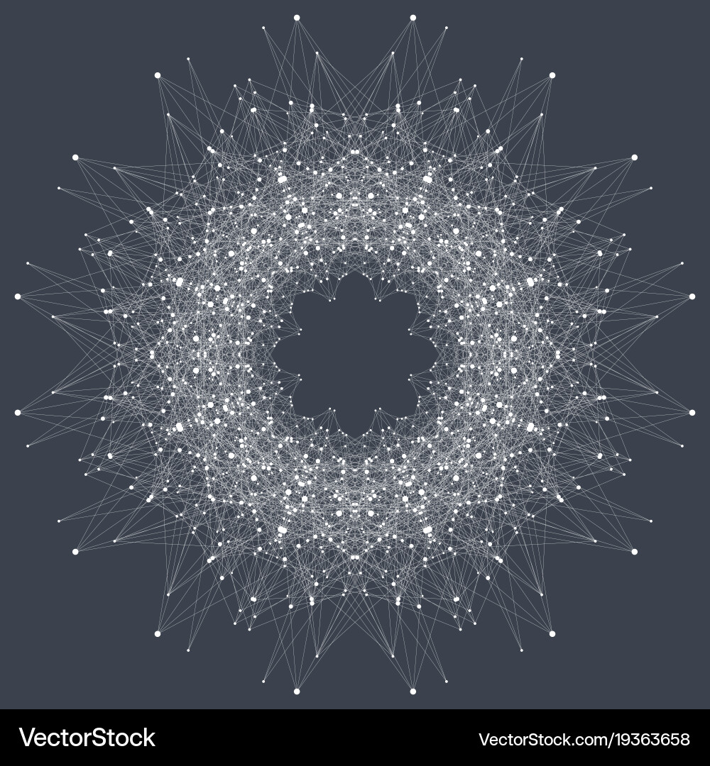 Fractal element with connected line and dots Vector Image