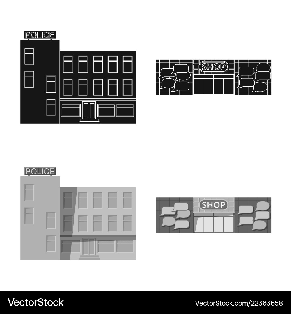 Isolated object of building and front icon set Isolated object of building and front icon set Vector Image