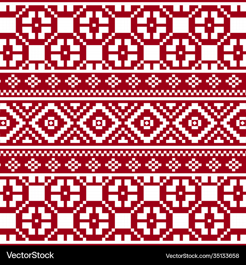 Knitted seamless pattern in red with snowflakes Knitted seamless pattern in red with snowflakes vector image