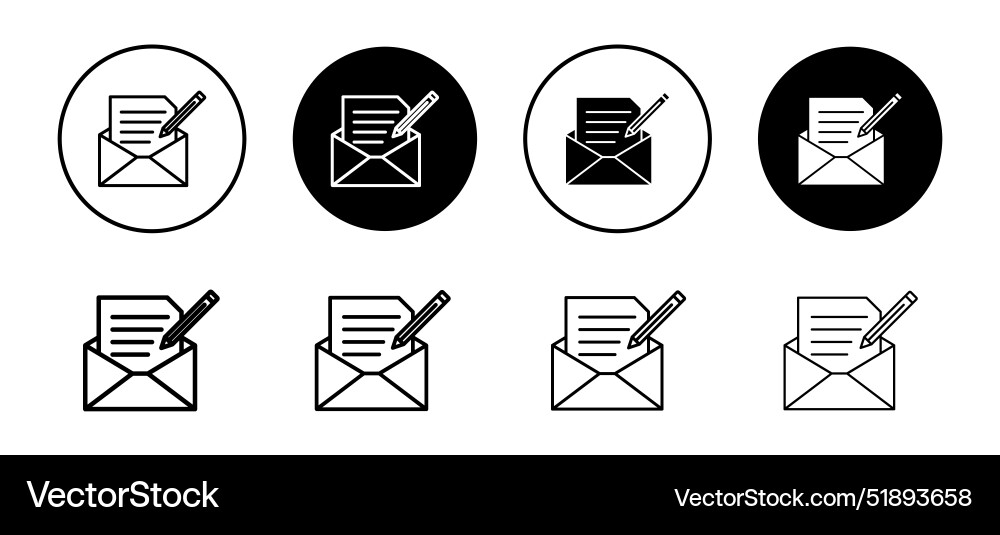 Message writing icon set collection Vector Image