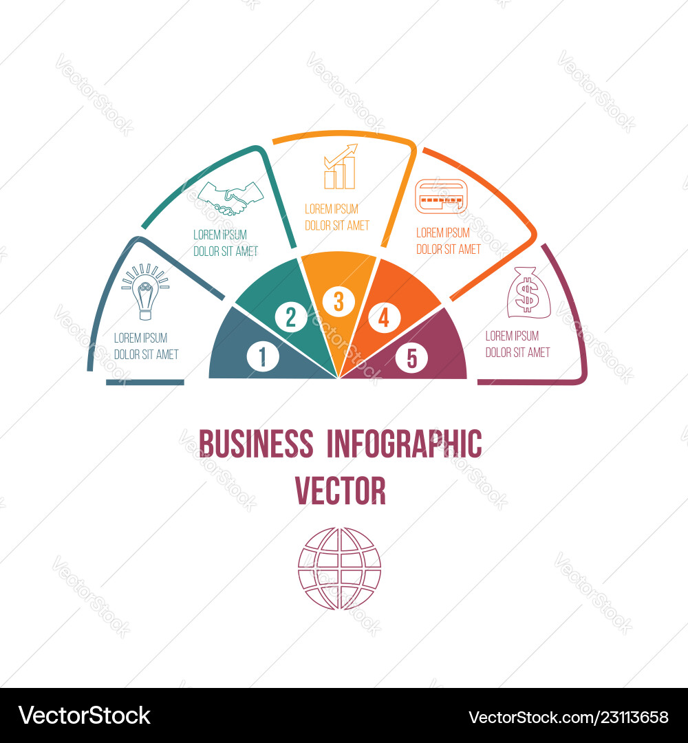 Pie chart infographic colourful lines with text Pie chart infographic colourful lines with text vector image