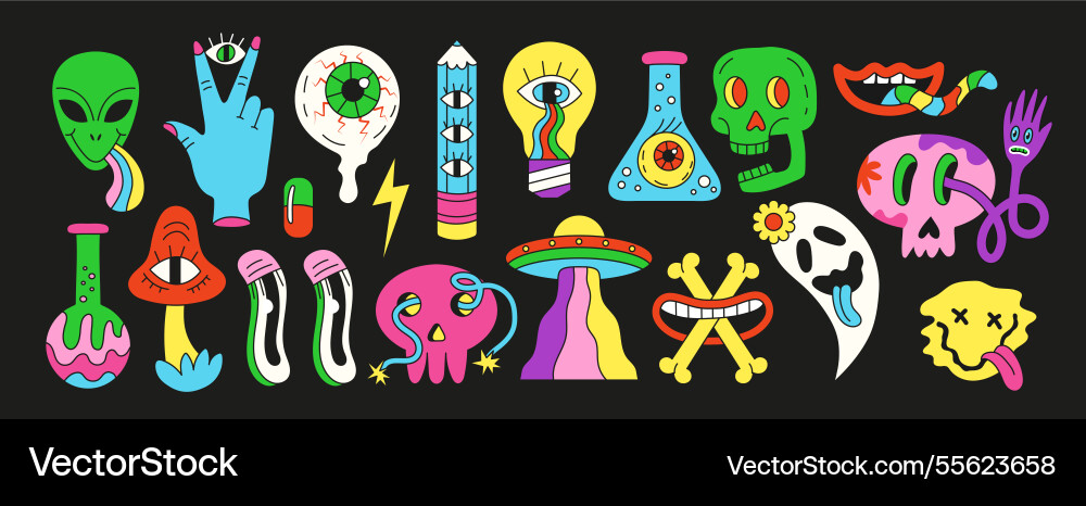 Psychedelic Mushroom Halluzination Vektorbild