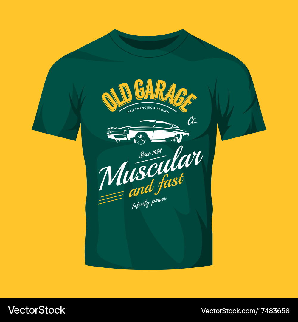 Retro Muscle Car T-Shirt Logo Vector Image