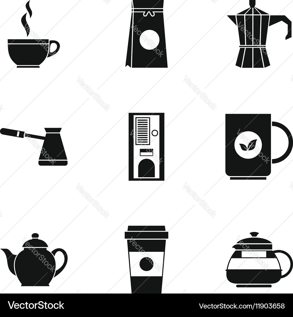 Types of drinks icons set simple style Vector Image