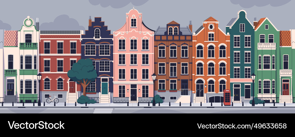 Uk town houses row london townhouses english Uk town houses row london townhouses english vector image