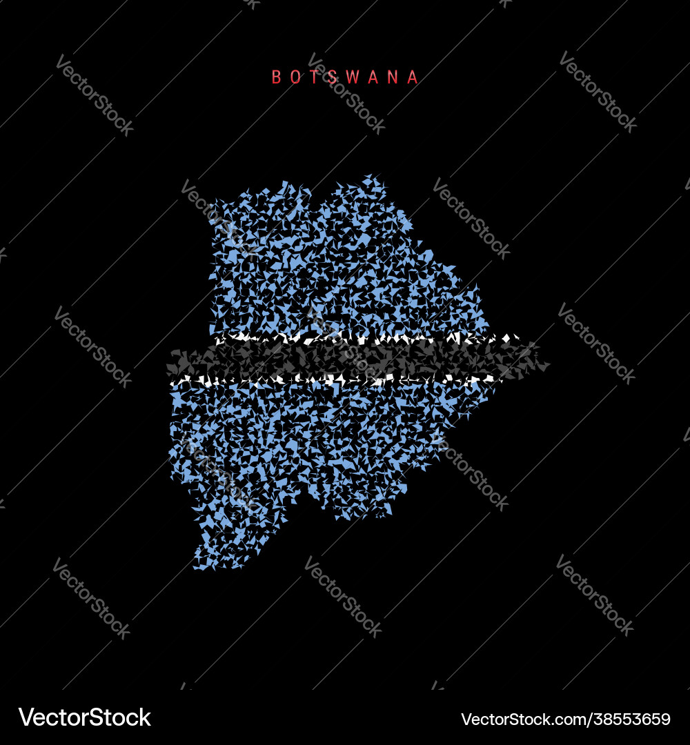 Botswana flag map chaotic particles pattern Botswana flag map chaotic particles pattern Vector Image
