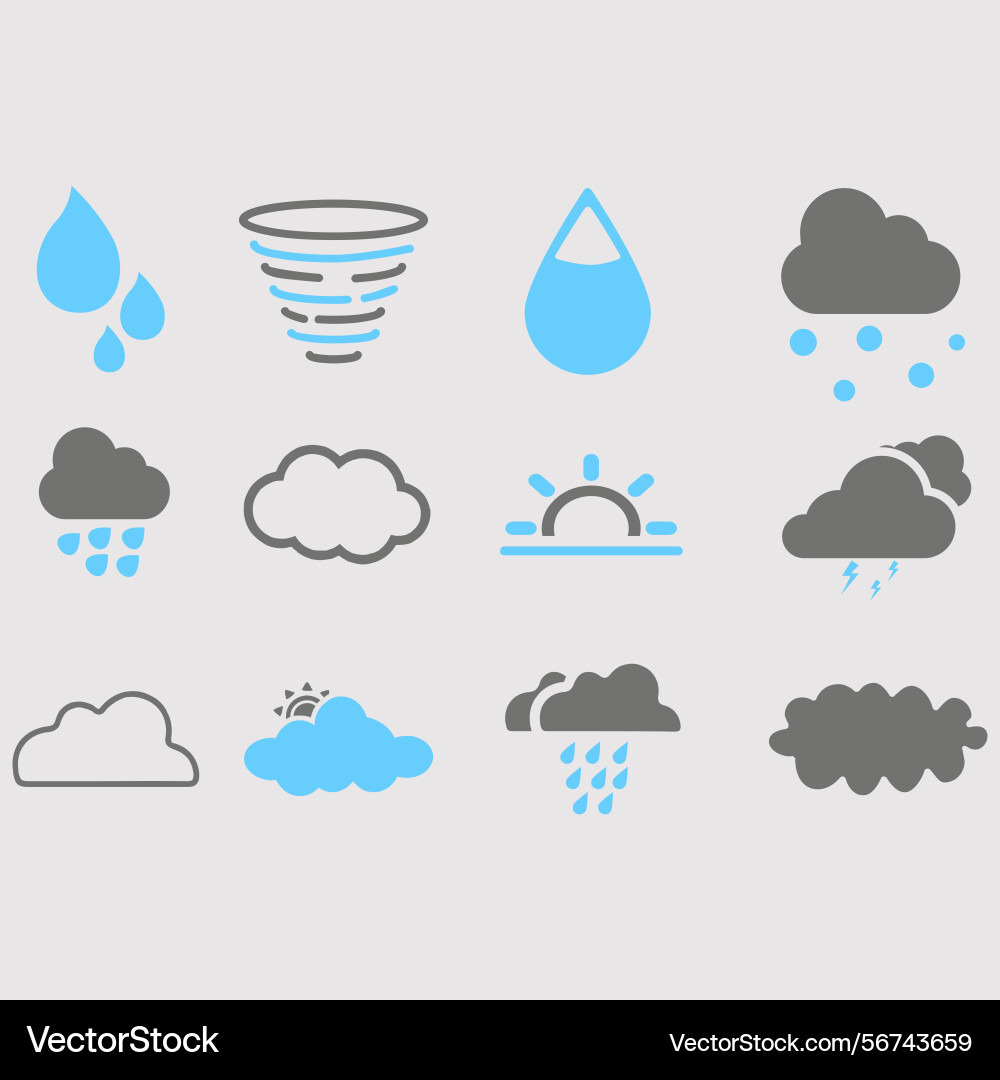 Clouds icons set of in different form Vector Image