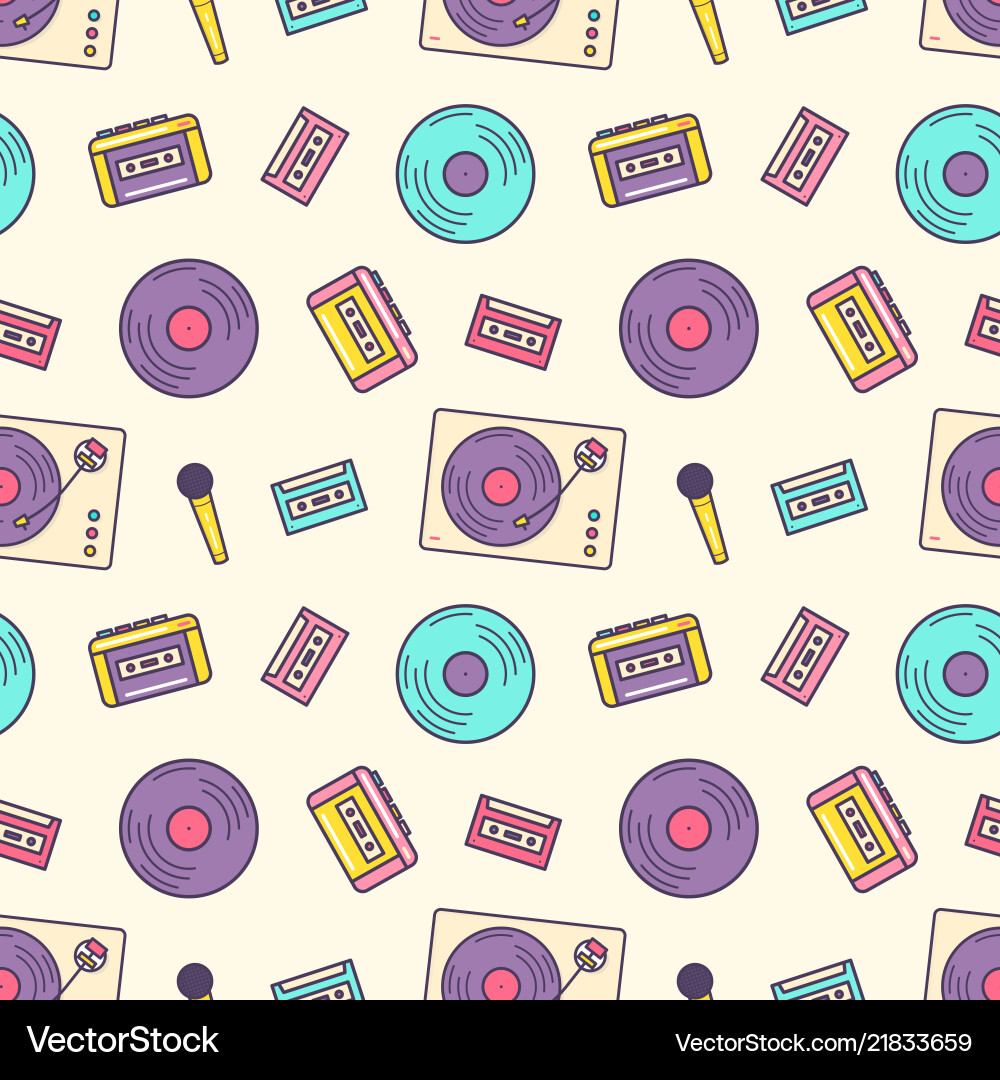 Creative seamless pattern with retro analog music Creative seamless pattern with retro analog music vector image