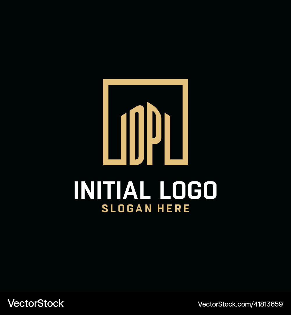 Dp initial monogram logo design with square shape Dp initial monogram logo design with square shape Vector Image